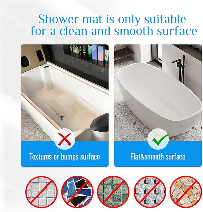 Non Slip Bathtub Mat & Shower Mat, 31x15'' Anti Slip Bath Mat for Tub, Soft TPE Anti-Skid Bathroom Mat with 194 Suction Cups & Drain Holes, Wave-Textured Grip, Machine Washable, Black