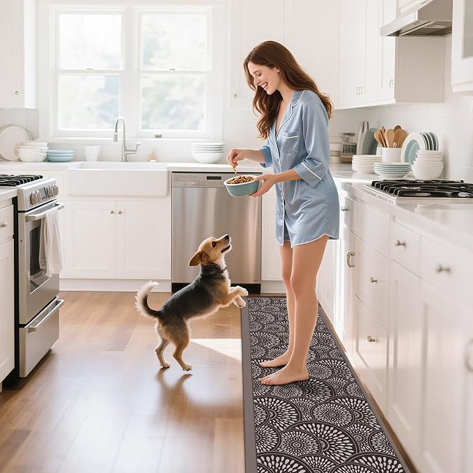 Mattitude 4/5 Inch Kitchen Mat, 24x70in Heavy Duty Ergonomic Comfort Foam Standing Desk Mat, Waterproof Non-Slip Standing Mats and Rugs for Kitchen, Office, Khaki