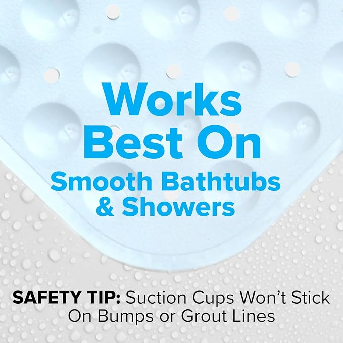 SlipX Solutions Power Grip Extra Long Bath Tub & Shower Mat 39x16, Wet Floor Non-Slip for Elderly & Kids Bathroom, 30% Longer Bathtub Mats, 200 Suction Cups, Drain Holes (White)