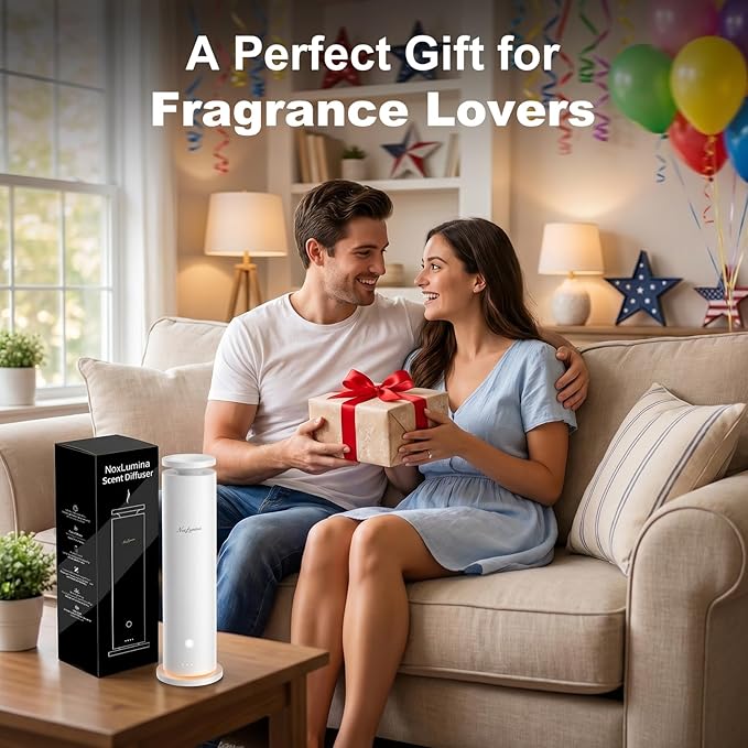Waterless Scent Diffuser Starter Kit with 5 Essential Oils, Luxury Hotel-Class 1500 Sq Ft Cover Aromatherapy Diffuser Oil Machine with 4 Timers & 6 Mist Levels, 4.06Oz Air Diffuser for Home