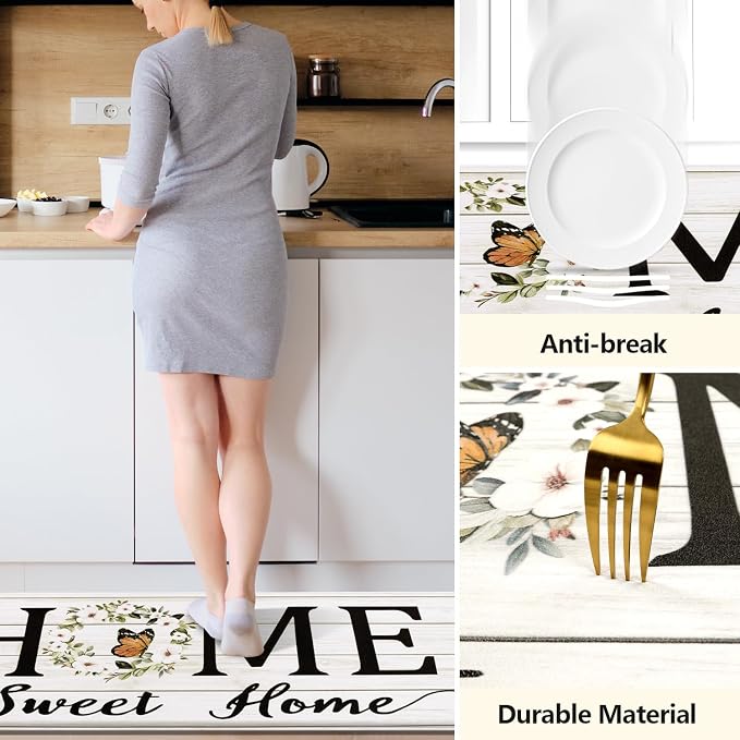 Yamaziot Anti Fatigue Kitchen Rug Set of 3, Non-Slip Waterproof Farmhouse Cushioned Comfort Standing Floor Mat for Kitchen, Office, Sink, Laundry