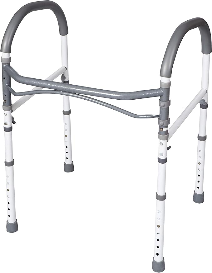 Carex Toilet Safety Rails, Adjustable and Detachable Toilet Safety Frame with Handles for Elderly, Handicap, or Disabled, Heavy-Duty Non-Slip Bathroom Grab Bar, with Padded Handles and Aluminum Frame