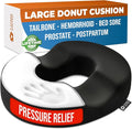 5 STARS UNITED Donut Pillow for Tailbone Pain & Hemorrhoids – Large Memory Foam Seat Cushion for Bed Sore-Prone Areas & Pressure Relief – Prostate, Postpartum & Pregnancy Support, Premium Black Suede