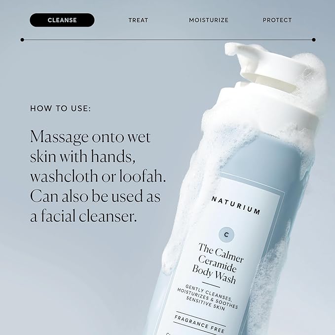 Naturium The Calmer Ceramide Body Wash, Frangrance-Free, Cleansing & Moisturizing for Dry, Sensitive Skin, Dermatologist-Tested, Paraben & Cruelty-Free, 16.9 oz