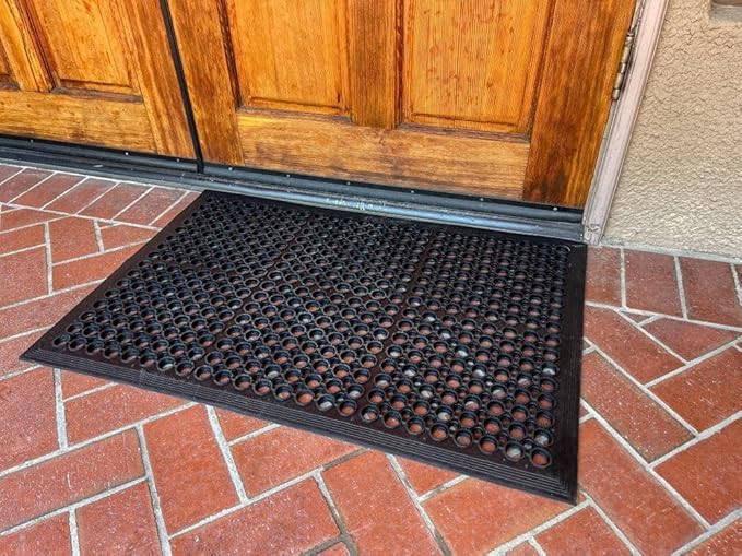 Envelor 2 Pack Anti Fatigue Mats for Kitchen Floor, Rubber Bar Mats, Non Slip Commercial Floor Mat with Drainage Holes, Indoor Outdoor Rubber Mat for Restaurant, Garage, Entryway 24 x 36 in