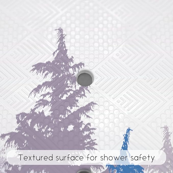 Bathtub Mat Non Slip, Forest Square Bath tub Mat Shower Floor Mat with Suction Cups for Adults Kids Elderly 21 X 21 Inch