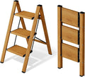 Mayi Plus 3 Step Ladder,Aluminum Folding Step Stool for Adults,Step Ladder with Wide Anti-Slip Pedal,330 lbs Capacity for Home,Office,Kitchen,Library(Woodgrain)