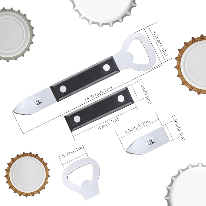 2PCS Bottle Opener, JINLIFA Stainless Steel Manual Can Punch Bottle Cap Beer Bottle Openers, Dishwasher Safe