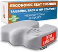 5 STARS UNITED Seat Cushion - Memory Foam Chair Cushion for Tailbone Pain Relief - Ergonomic Support for Coccyx, Sciatica & Butt - Office, Desk & Gaming Chair, Car Seat, Wheelchair, Airplane, L Gray