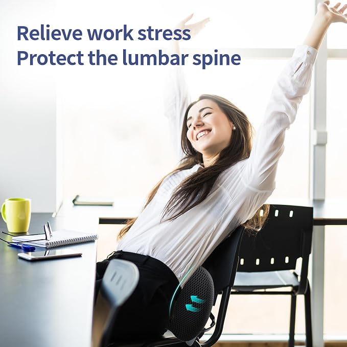 Lumbar Support Pillow for Office Chair, Car Lumbar Pillow Lower Back Pain Relief, Memory Foam Back Cushion with 4D Mesh Cover and Adjustable Straps, Ergonomic Chair Back Pillow for Car,Bed, Gaming