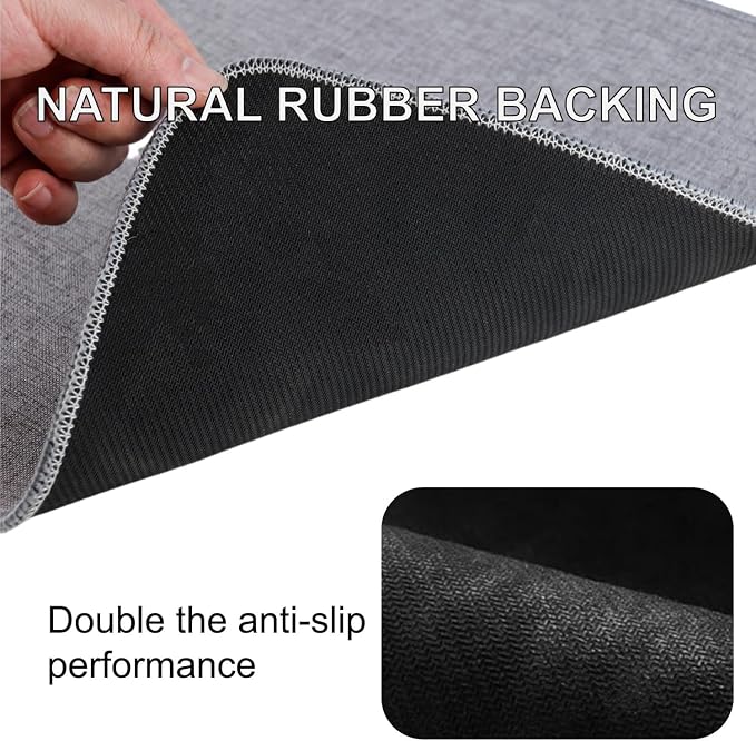 1/10 Inch Ultra Thin Indoor Door Mat, Long-Lasting & Maximum Non-Slip Rubber Backing, Washable & Stain-Resistant Entryway Mats with Powerful Dirt Trapper for Various Entrance, 35''X24'', Gray