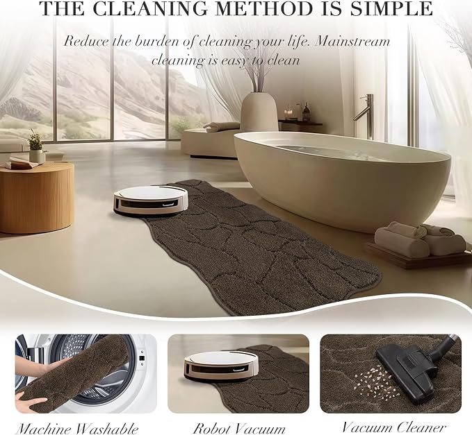 BSICPRO Large Bathroom Rugs Runner, 22x47 Inches Long Bath Mats Non Slip, Soft Absorbent and Quick Dry Microfiber Bath Rugs for Bathroom Decor, Machine Washable (Latte)