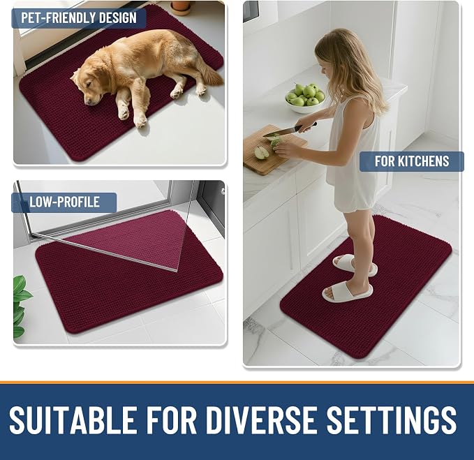Arotive Bathroom Rugs 36" x 24", Ultra Soft Absorbent Chenille Bath Rugs, Non-Slip Rubber Backing, Machine Washable Bath Mats for Bathroom Floor, Tub and Shower, Home Decor Accessories, Burgundy