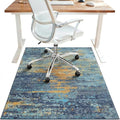 48"x72" Office Chair Mat for Hardwood Tile Floor, Under Desk Carpet Protector for Rolling Computer Chair Mat, Machine Washable Area Rug, Anti-Slip 1/5" Thick Low Pile Thin Vinyl Floor Mat, Blue Orange