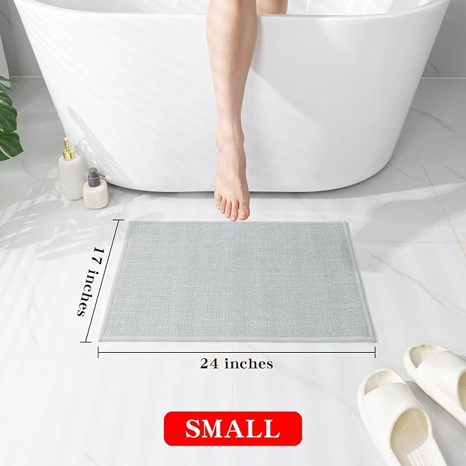 chakme Bathroom Rugs Mat 24x17, Ultra Thin Non Slip Bath Mat Small Quick Dry Absorbent Bath Mat for Bathroom Floor, (Light Grey, 24"x17")