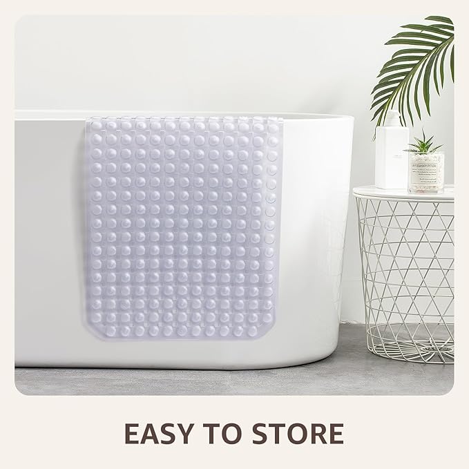 OTHWAY Bath Tub Shower Mat Non Slip, Bathtub Floor Liner Mats for Inside Shower Bathroom, Suction Cups and Drain Holes for Feet Scrubbing, Machine Washable, Soft on Feet, 35x16 Inch, Transparent