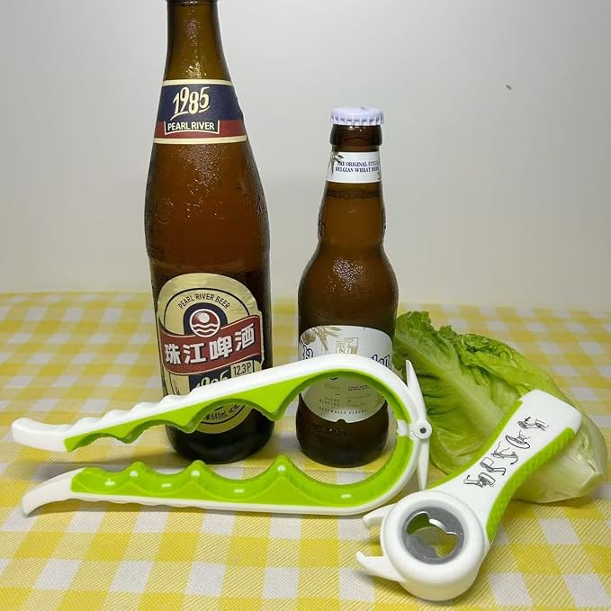 Multi-Function Bottle and Jar Opener, 6-in-1 Kitchen Tool,Glass Can Opener,Suitable for Kitchens and Dining Rooms,Can be Easily Opened by Women,Children and the Eldlely(Green)