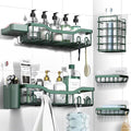 NESOMI Shower Caddy Adhesive Shower Organizer 7-Pack, Rustproof Stainless Steel Bathroom Shelves, Large Capacity No-Drill Rack Storage Accessories with Soap Dish Toothbrush Holder Hooks