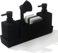 Kitchen Soap Dispenser with Sponge Holder Set for Sink Caddy, Hand Soap and Dish Soap Dispenser with Brush (Black)