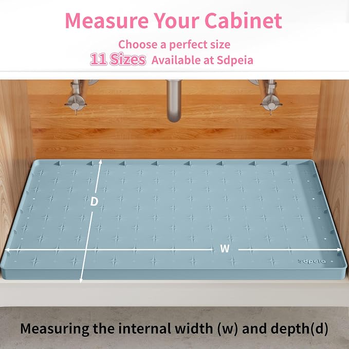 Sdpeia Under Sink Mat 31"×22" Waterproof Silicone Cabinet Liner & Sink Protector for Kitchen & Bathroom, Multi-Purpose Organizers Tray for Pets, Laundry, Cat Litter Mat