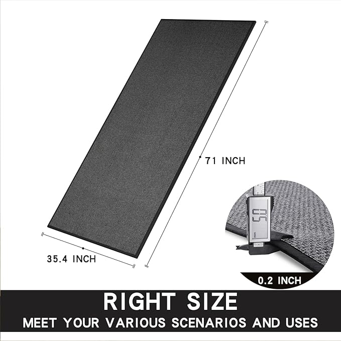 SUMLANS Kitchen Mat, Rubber Backing Cushioned Non Slip Kitchen Rugs for Floor, Absorbent Runner Comfort Standing Mat Rug Washable for Kitchen, Office, Home, 35.4"x71"(Black)
