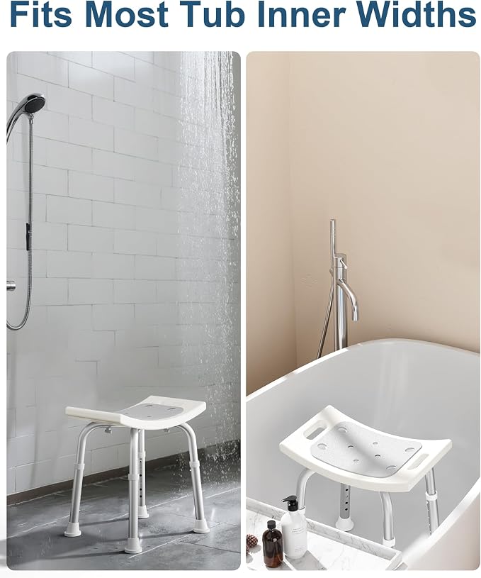 HOMLAND Shower Chair for Inside Shower, 400 lbs Adjustable Shower Stool with Suction Feet, Shower Seat for Inside Tub Bathroom Bench Bath Chair for Elderly and Disabled - Light Gray