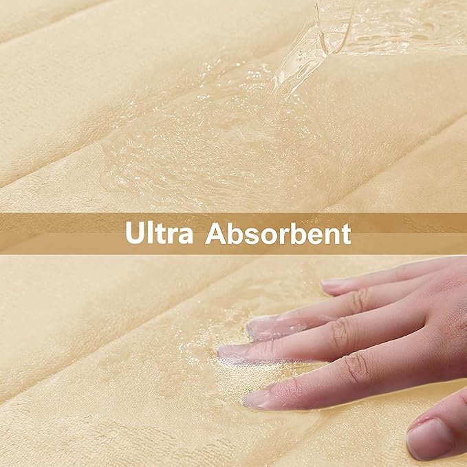 Buganda Memory Foam Bath Mat, 70" x 24", Ultra Soft and Non-Slip Bathroom Rugs, Water Absorbent and Machine Washable Bath Rug Runner for Bathroom, Shower, and Tub, Gold