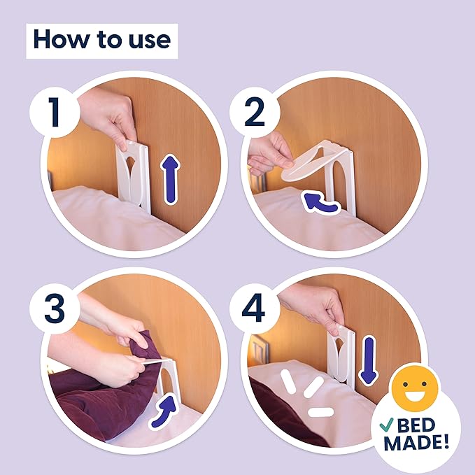 myBedMaker – Ergonomic Tool to Make Bed (Set of 2), Easier Bed-Making Aid, Tool to Change Bed, Bed Sheet Change Helper, Duvet Cover Changing Accessory, Black and White
