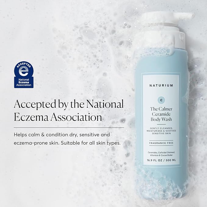 Naturium The Calmer Ceramide Body Wash, Frangrance-Free, Cleansing & Moisturizing for Dry, Sensitive Skin, Dermatologist-Tested, Paraben & Cruelty-Free, 16.9 oz