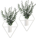 Jexine Hanging Planters with Artificial Eucalyptus Metal Hanging Vase Indoor Plants Holder Modern Geometric Boho Bathroom Wall Decor for Living Room Home Office(Eucalyptus,Matte White,4 Pcs)