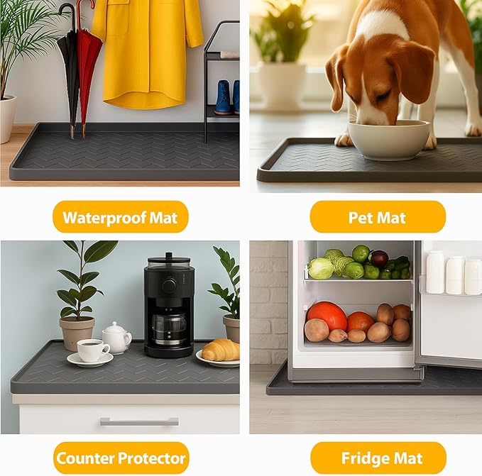 TigeJoy 40" x 19" Under Sink Mats for Kitchen Waterproof, Leak-Proof Silicone Mat Sink Protector and Cabinet Liner, Kitchen Essentials Organizer and Storage, Boot or Shoe Tray, Pet Feeding Mat