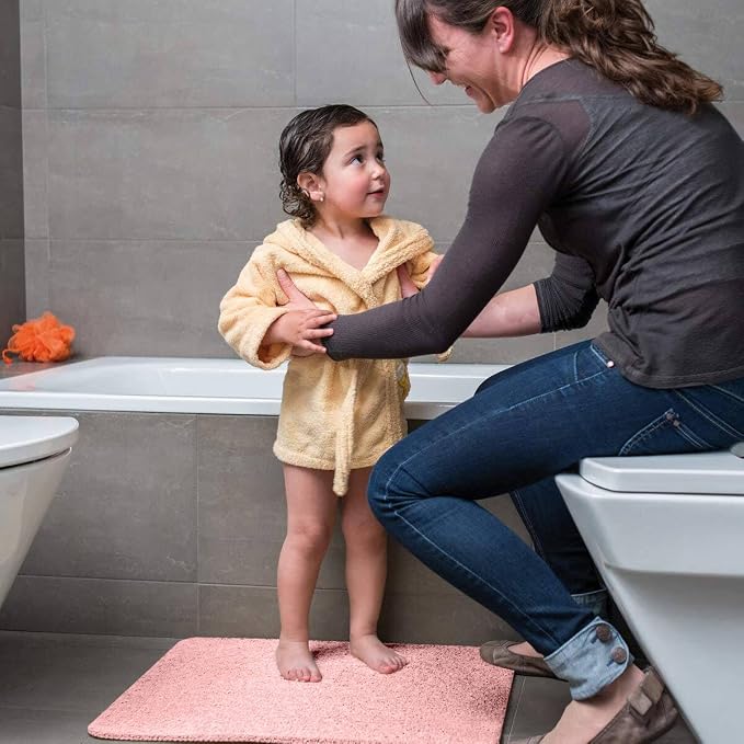 godehone Shower Mats Non Slip Without Suction Cups, PVC Loofah Bathroom Mats, Loofah Mats for Shower and Bathroom, Quick Drying, 23.6× 34.6 Inch, Pink
