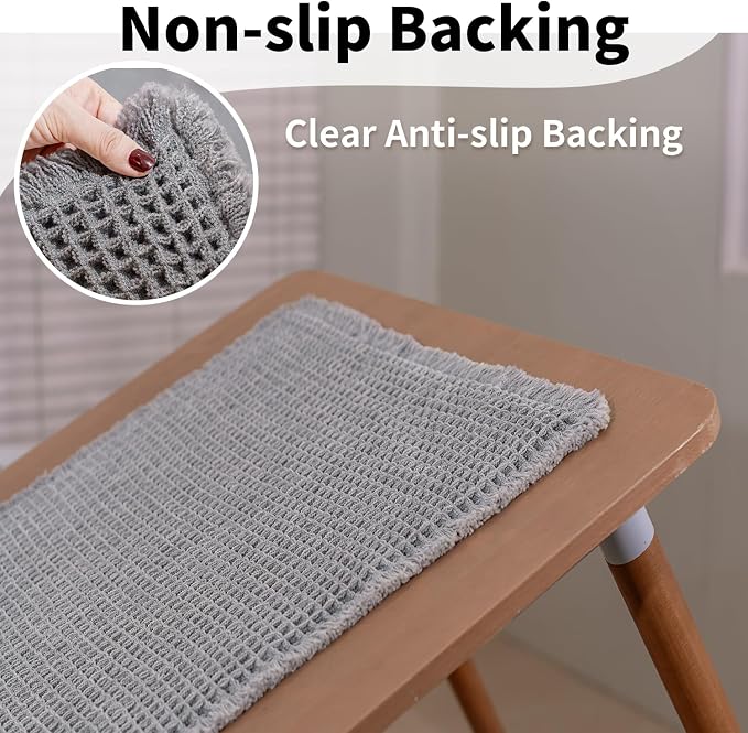 Waffle Bath Mat - Boho Bathroom Rugs Non Slip Washable, Super Absorbent & Quick Dry, Soft Bath Mat Farmhouse Bathroom Decor, 24'' x 36'', Light Grey