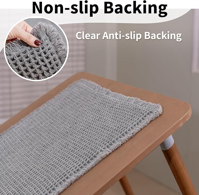 Waffle Bath Mat - Boho Bathroom Rugs Non Slip Washable, Super Absorbent & Quick Dry, Soft Bath Mat Farmhouse Bathroom Decor, 24'' x 48'', Light Grey