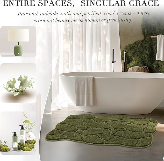 BSICPRO Large Bathroom Rugs, 24X36 Inches Bath Mats for Bath Non Slip, Soft Absorbent Microfiber Bath Rugs, Quick Dry Bathroom for Shower Floor, Machine Washable (Olive Green)