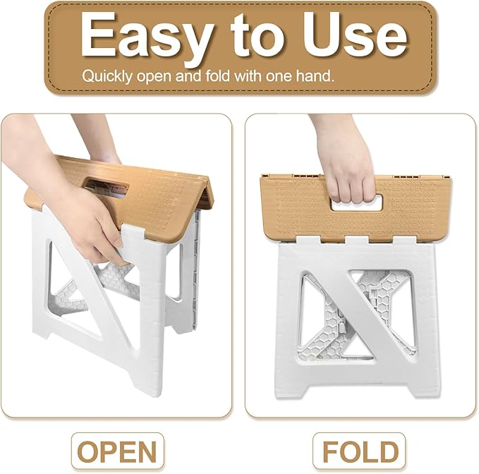 Shower Stool for Shaving Legs, 1 Pack Foot Rest Folding Stool Step to Shave Legs Shaving for Inside Shower Foldable Small Waterproof Plastic Corner Khaki White
