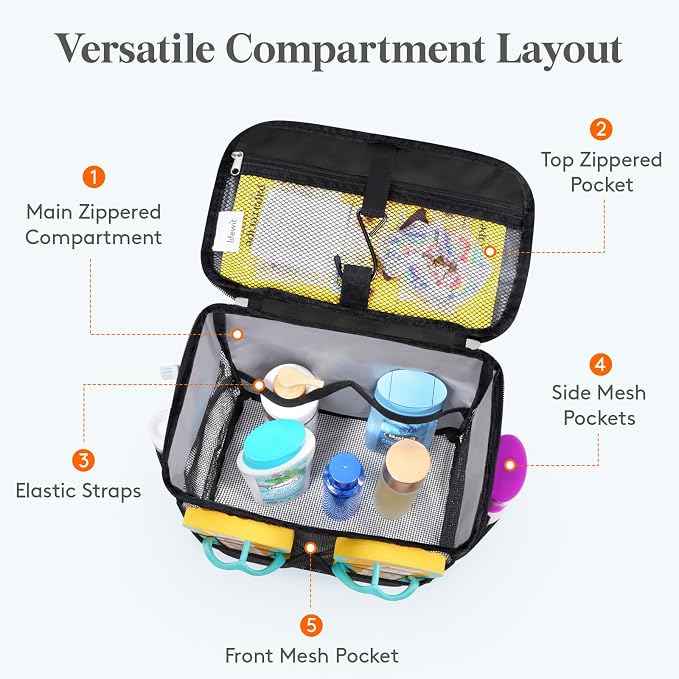 Lifewit Shower Caddy Portable, Toiletry Bag with Handle and 3 Mesh Pockets, Quick Dry Hanging Organizer for Bathroom, Gym, Travel, Camping, College Dorm Room Essentials for Women Men, Black