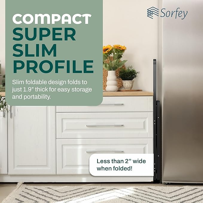 Step Ladder 2 Step Folding, Decorative - Modern Beautiful Black Aluminum,Lock Mechanism, Ultra Slim Profile, Anti Slip Steps, Sturdy-Portable for Home, Office, Kitchen, Photography Use,by SORFEY