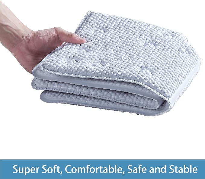 Webos Bathtub Mat Non Slip: Soft Safety Foam Bath & Shower Mat for Tub Suitable for Families 21 X 21Inch with Drain Holes and Suction Cups Massage Tub & Shower Mat for Bathroom (White)