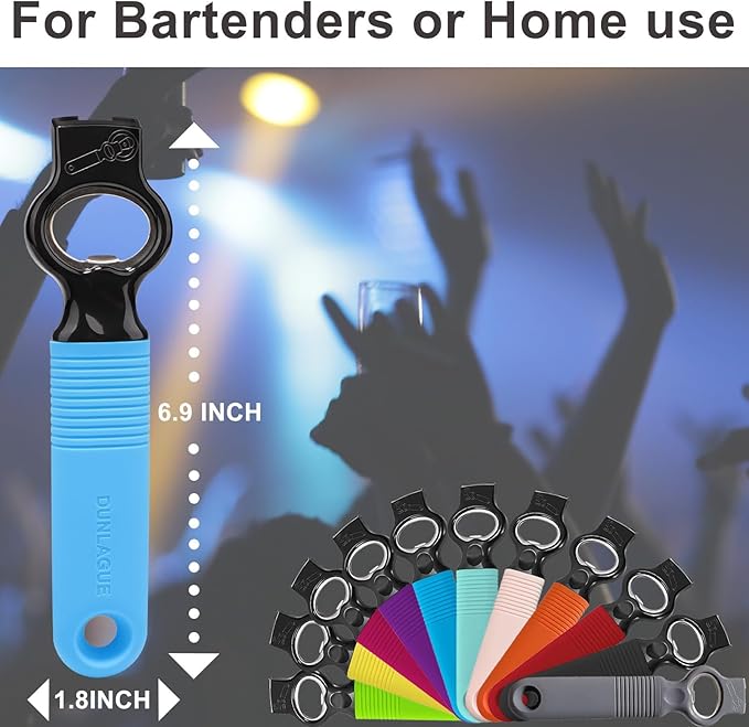 2-Pack Soda Can Opener and Beer Bottle Opener Bartender with Good Grip Silicone Handle, Pop Top Can Tab Opener for Long Nails, Bottle Opener for Arthritic Hand and Seniors, Gemstone Blue