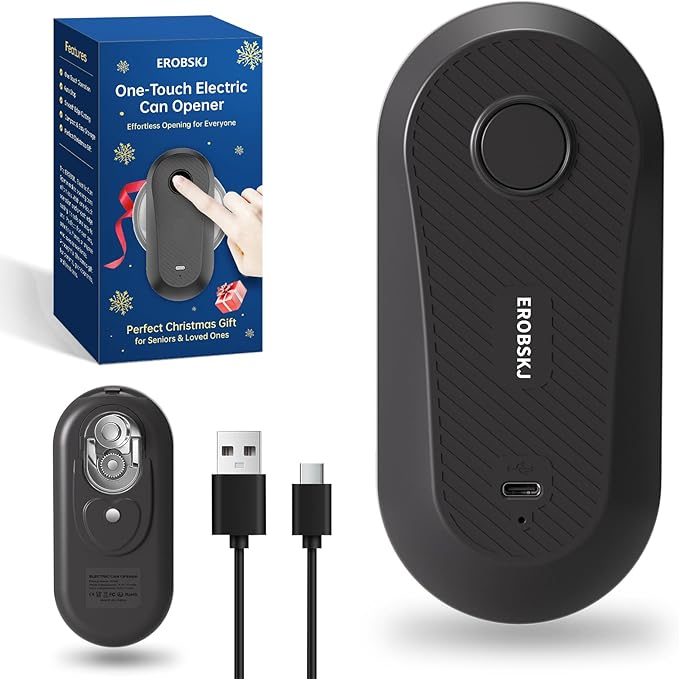 Electric Can Opener, Rechargeable Can Openers for Seniors & Arthritis, One-Touch Automatic Can Opener, Hands-Free, Smooth Edge, Compact, Kitchen Gadgets