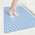 Anti Slip Shower Mat with Suction Cups,23.6x35.4 Inch Quick Drain TPE Non Slip Shower Mats for Inside Shower,Large Bath Mat for Shower Soft on Feet, Easy to Dry&Cut Machine Washable