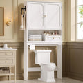 Over The Toilet Storage Cabinet with Adjustable Shelves & 2 Doors, Bathroom Storage Cabinet with One 4-Section Drawer, Towel Holder & Toilet Paper Holder for Bathroom, Laundry Room