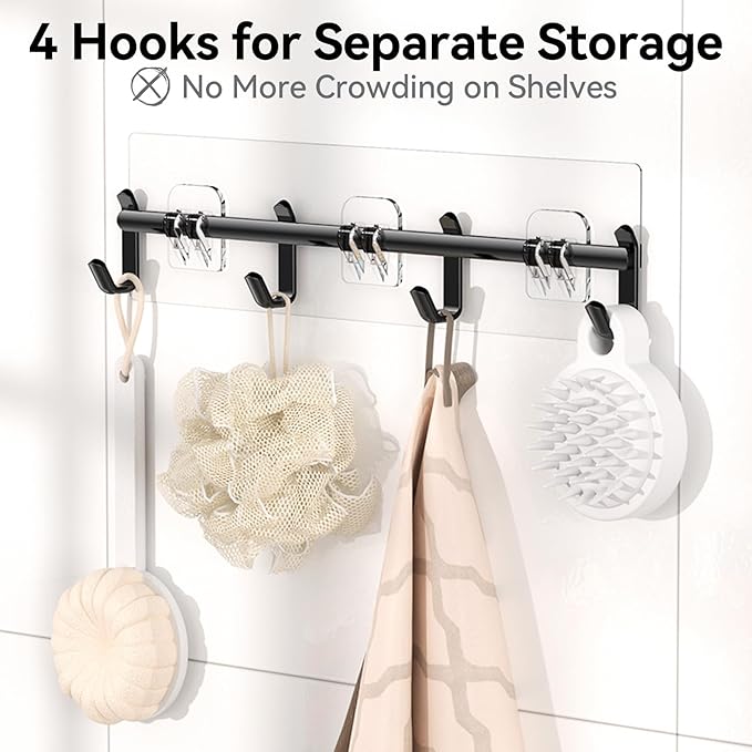 YASONIC Shower Caddy Adhesive, 100% Rustproof Shower Organizer with Soap Holder, Large Capacity Shower Shelves for Inside Shower, No Drilling Bathroom Organizers and Storage for Home Decor 6 Pack