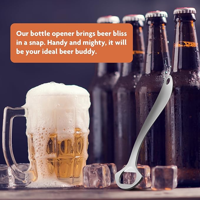 LEIFENY Beer Bottle Opener for Home and Bar Bartender, Easy Pop Cap, Heavy-duty, Zinc Alloy Metal with Smooth Surface, Comfortable Grip, Gift Packaging Included