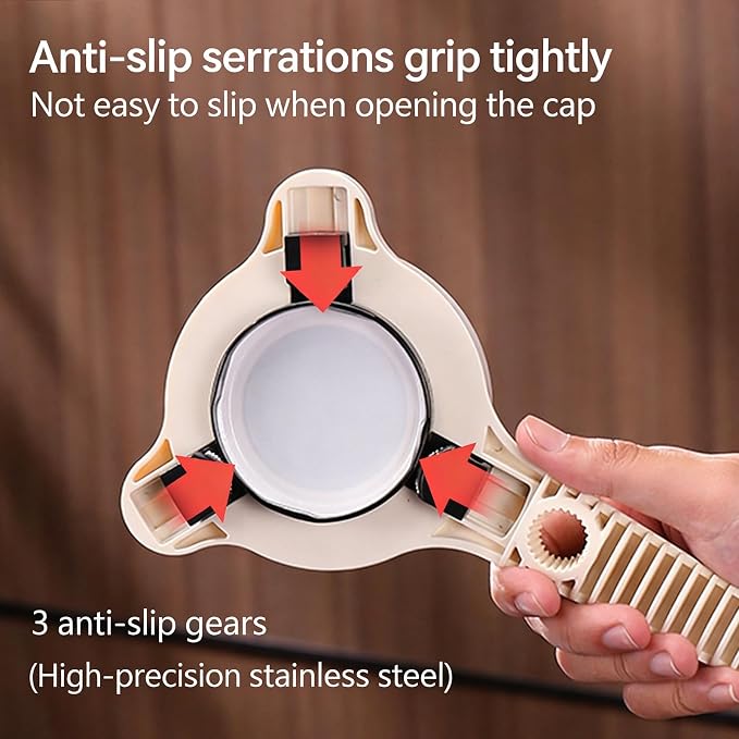 Jar Opener, 4 in 1 Multi-Functional Adjustable Bottle Opener, Retractable Lid Tool with Non-Slip Grip for Various Sizes Jars Cans and Bottles, Effortless Kitchen Helper for Seniors, Weak Hands