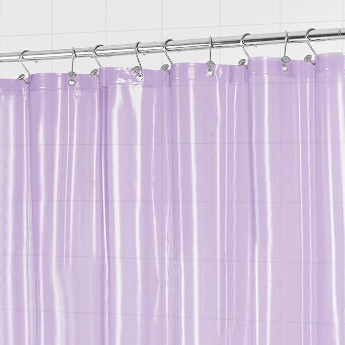 Barossa Design Shower Curtain Liner - Premium Clear Lavender PEVA Shower Liner with 3 Magnets and Metal Grommets, Waterproof Lightweight Standard Size Bathroom Curtains - Translucent Lavender
