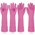 DABOGOSA Mamison 2 Pairs Reusable Waterproof Household Dishwashing Cleaning Rubber Gloves, Non-Slip Kitchen Glove (Pink, Large (Pack of 2))