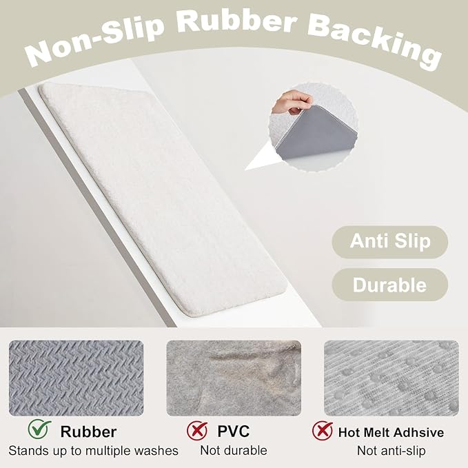 TYUU Small Bath Mat, Ultra Soft Bathroom Rugs Non Slip Washable, Super Absorbent Quick Dry Bath Rug with Rubber Backing for Bathroom Floor, Shower, or Sink, White 12" x 12"