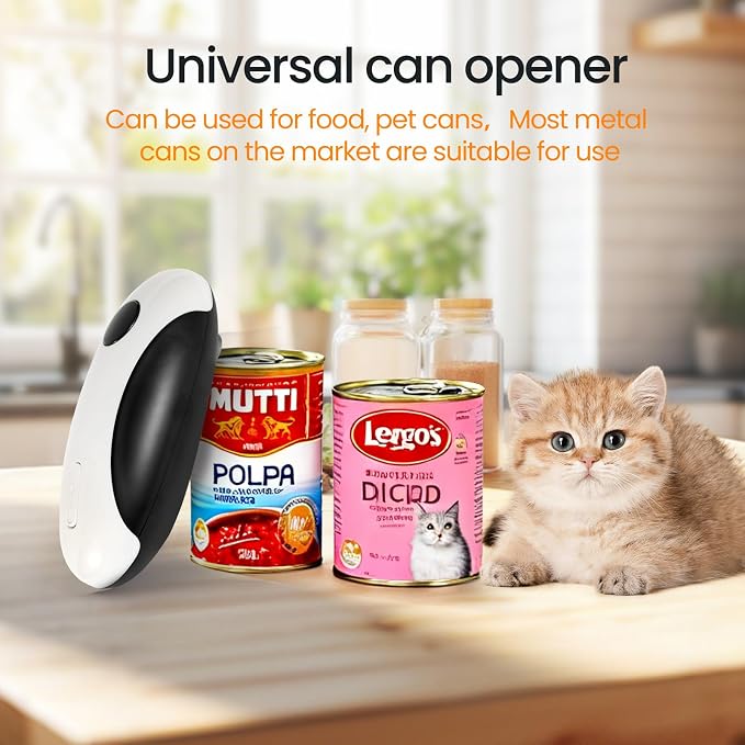 Rechargeable Electric Can Opener, Hands Free for seniors，Food Safe Automatic Can Opener with Smooth Edge,Easy to Use,Works with All Standard Cans (Black)